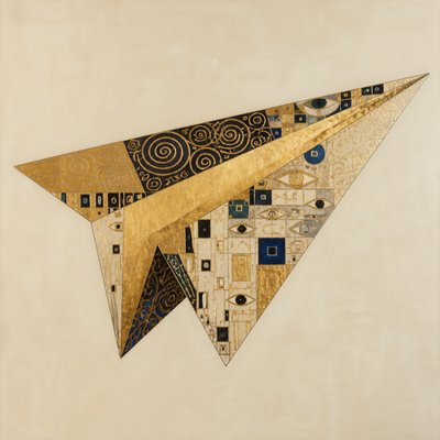 a paper plane, clean minimal composition on a plain background, no text