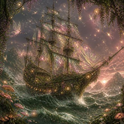 sailing ship on a stormy sea