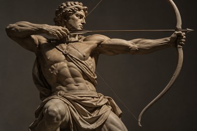 ancient greek athlete with bow and arrow