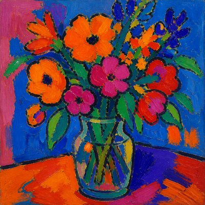bouquet of flowers in a glass vase