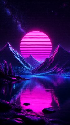 a tranquil mountain lake beneath a starry night sky, no people, no text