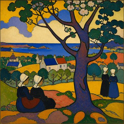 a tree in nature — Pont-Aven Art Style