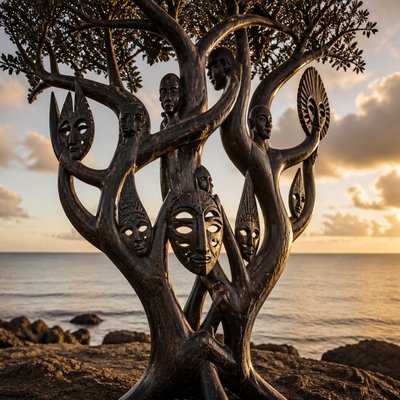 a tree in nature — Mozambican Art Style