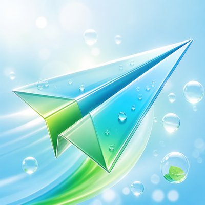 a paper plane, clean minimal composition on a plain background, no text