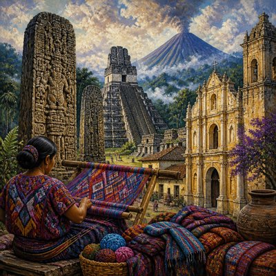 wide landscape with natural scenery — Guatemalan Art Style