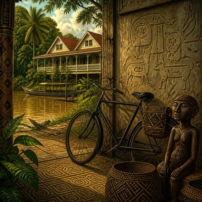 bicyle resting against a wall