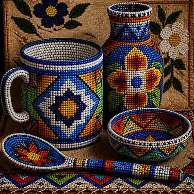 still life with everyday objects — Beadwork Art Style