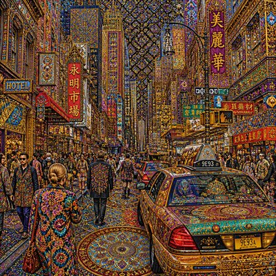 urban street with city activity