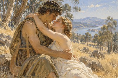 Orpheus and Eurydice embrace