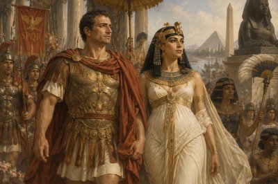 Marc Anthony marches in triumph alongside Cleopatra of Egypt