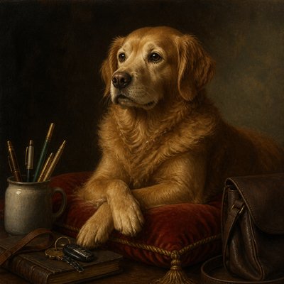 still life with everyday objects — Classic Pet Portrait Art Style