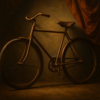 bicyle resting against a wall
