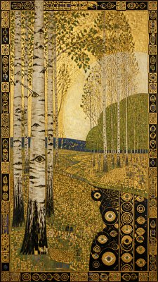 a serene birch forest in soft morning light, no people, no text