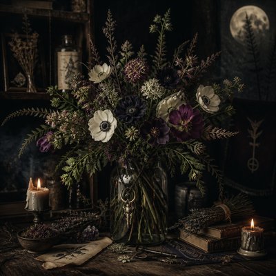 bouquet of flowers in a glass vase