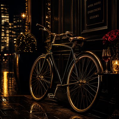 bicyle resting against a wall — Night Luxe Aesthetic