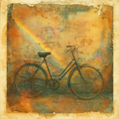 bicyle resting against a wall