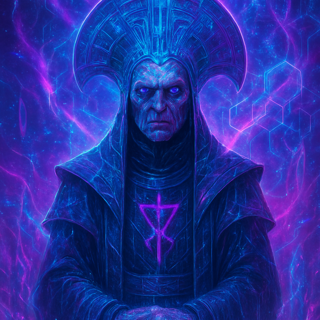 a painting of a man in a hooded suit with a cross on his chest