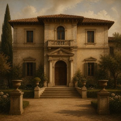 house with front view — Classical Realist Figurative Art Style