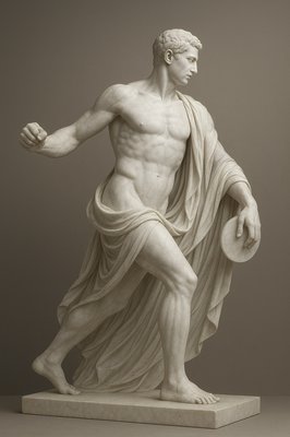 a statue of a man holding a hat