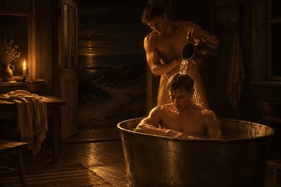 a man and a woman are in a bathtub