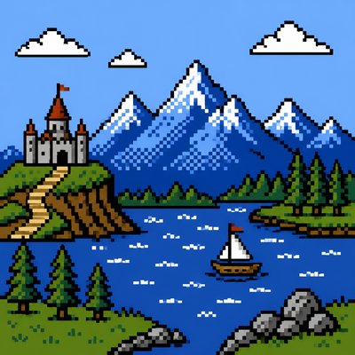serene landscape with mountains and water