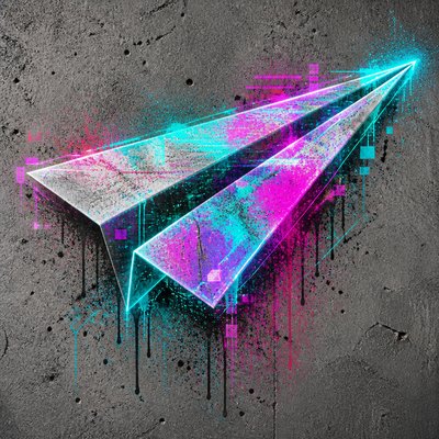 a paper plane, clean minimal composition on a plain background, no text