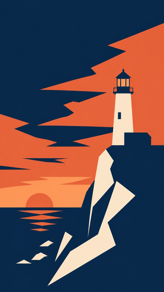 a lone lighthouse on a cliff at dusk under a dramatic sky, no text or lettering