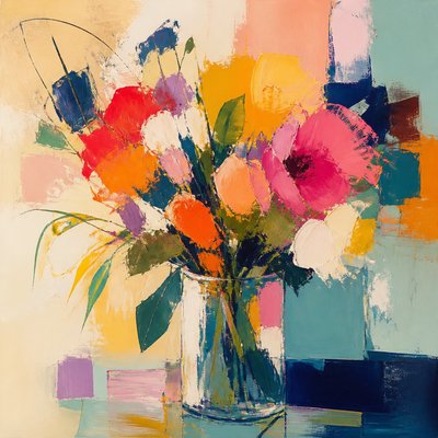 bouquet of flowers in a glass vase