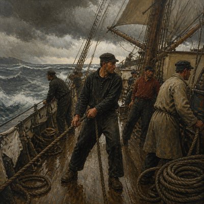 sailing ship on a stormy sea