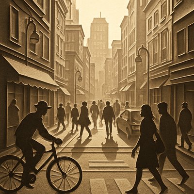 urban street with city activity