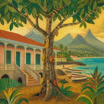 a tree in nature — Sao Tome Art Style