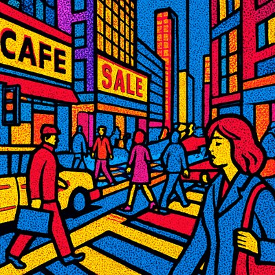 urban street with city activity