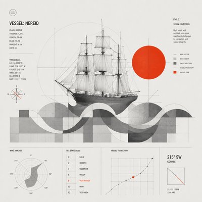 sailing ship on a stormy sea