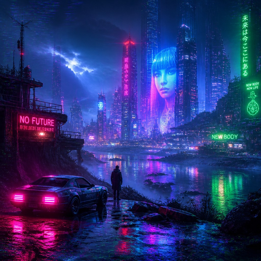 wide landscape with natural scenery — Cyberpunk Art Style