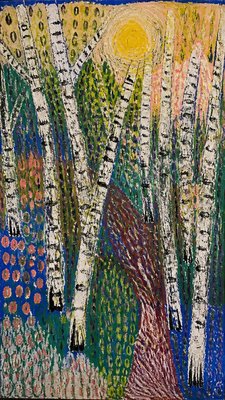 a serene birch forest in soft morning light, no people, no text