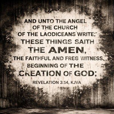 “And unto the angel of the church of the Laodiceans write; These things saith the Amen, the faithful and true witness, the beginning of the creation of God;” (Revelation 3:14, KJVA)
