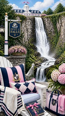 towering waterfall cascading down a cliff