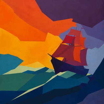 sailing ship on a stormy sea