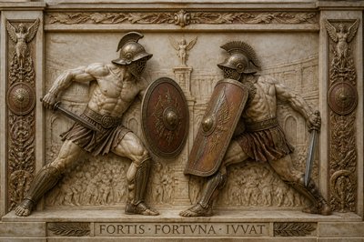 two roman gladiators fighting