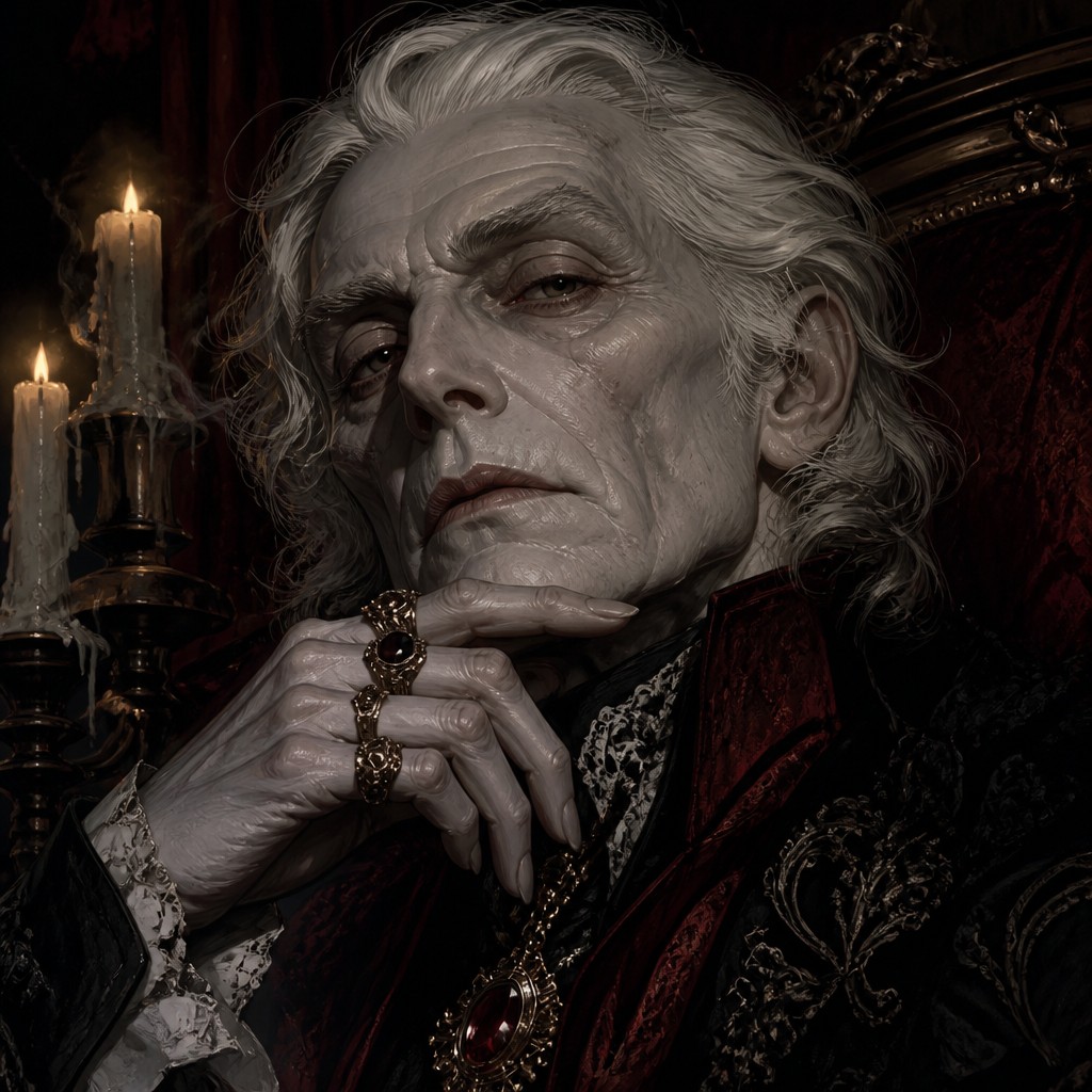 close-up portrait of an elderly person with expressive weathered features — Vampirecore Aesthetic