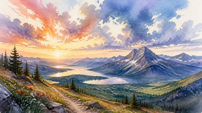 sweeping panoramic landscape with a dramatic sky
