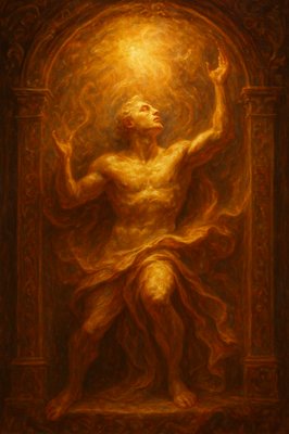 a painting of a man standing in a doorway