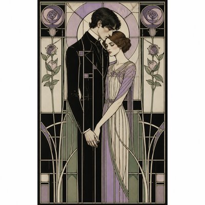 portrait of two people together — Glasgow Style Art Nouveau