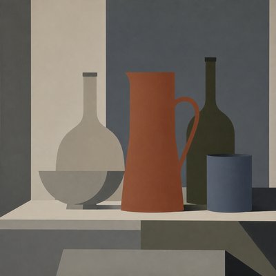 still life with everyday objects — Purism Art Style