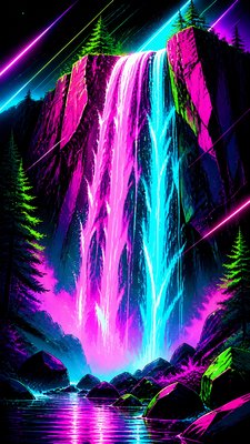 towering waterfall cascading down a cliff