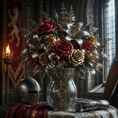 bouquet of flowers in a glass vase