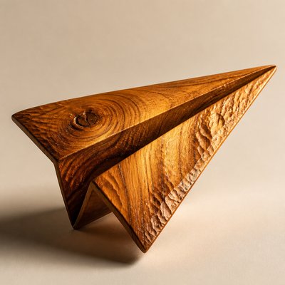 a paper plane, clean minimal composition on a plain background, no text