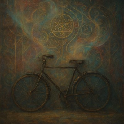 bicyle resting against a wall