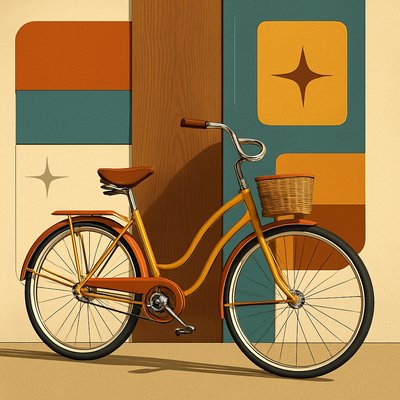 bicyle resting against a wall