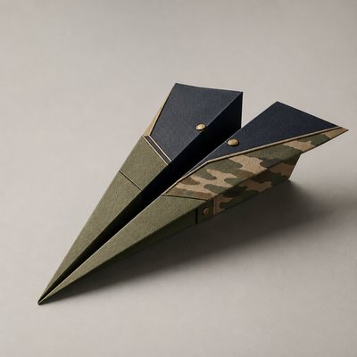 a paper plane, clean minimal composition on a plain background, no text